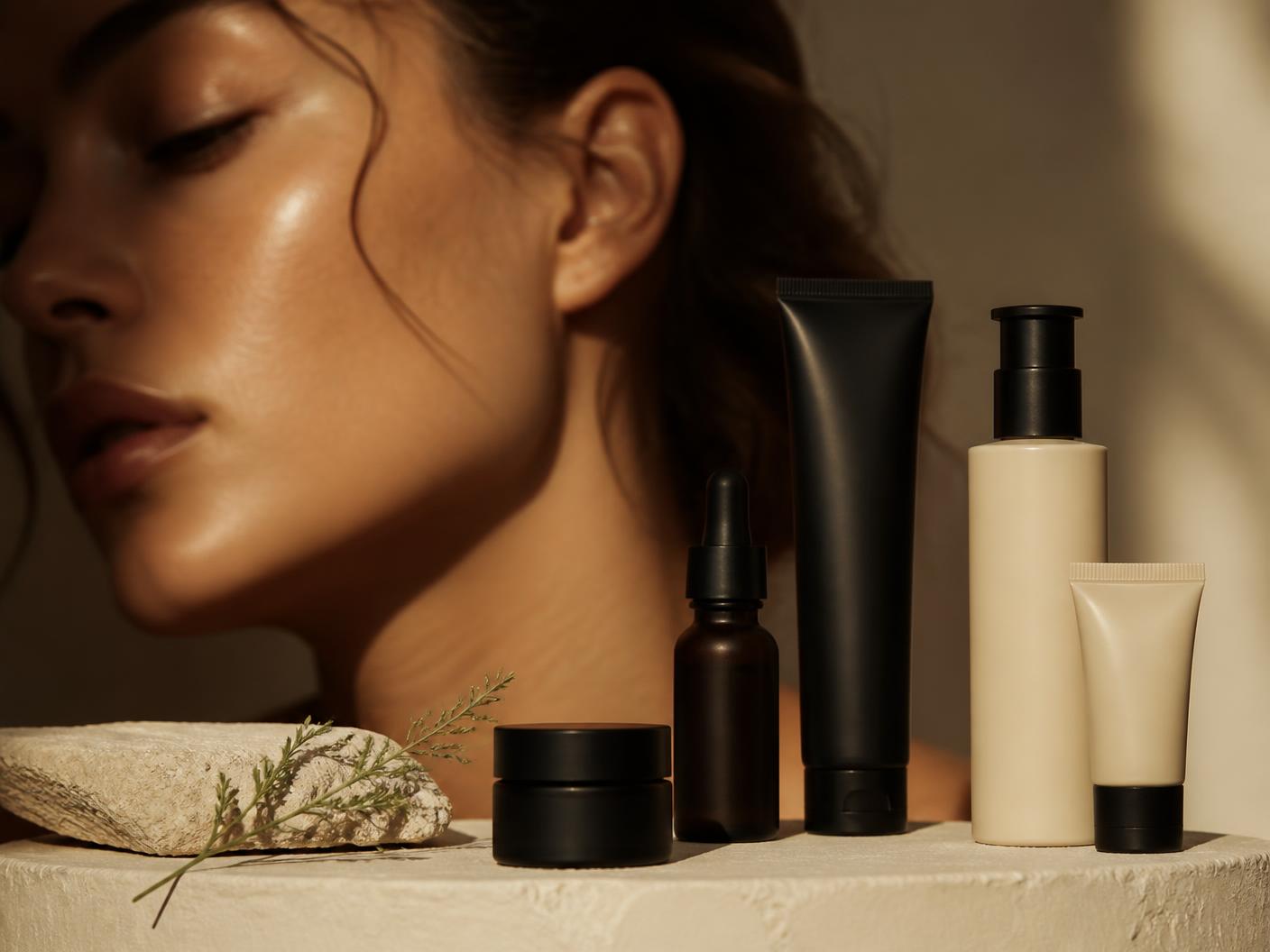 Botle beauty — minimal skincare bottles in warm light