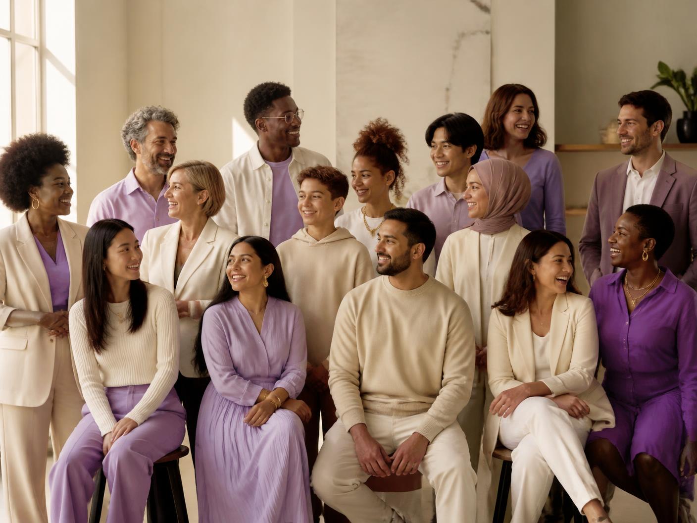 A warm group portrait of globally diverse Konke Sphere community members